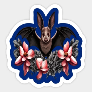 Virginia Big-Eared Bat Surrounded By A Wreath Of Dogwood Tattoo Style Art Sticker